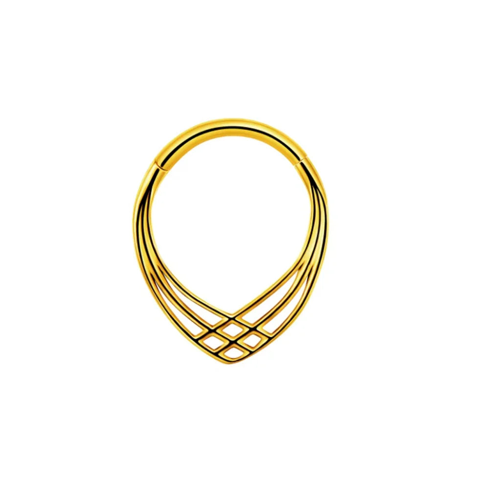 16G Vine Septum Nose Ring Piercing Hinged Clicker 316L Stainless Steel Daith Clicker Helix Cartilage Earring Chain BodyJewelry