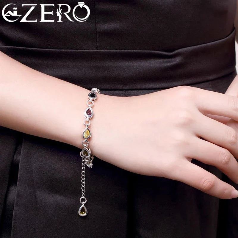 Wholesale 925 Sterling Silver Noble Charm Bracelets Zircon Chain Crystal Jewelry Fashion for Women Wedding Lady Cute