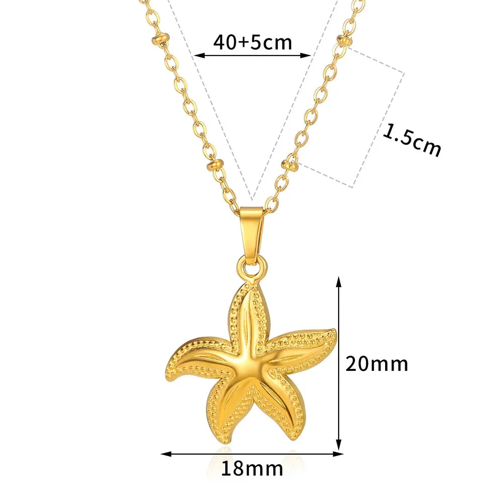 Freshwater Pearl Jewelry Set Shell Starfish Star Necklace Anklet Sets For Women Fashion Stainless Steel Chain Party Daily Gifts