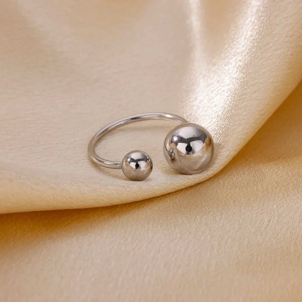 Punk Chunky Ball Rings For Women Men Gold Color Stainless Steel Anxiety Beads Ring Trendy Jewelry Finger Accessories Gift BFF