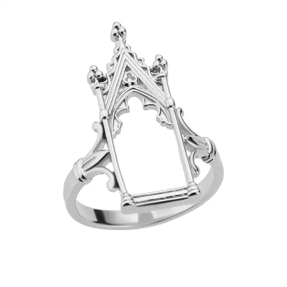 Stainless Steel Magic Mirror Rings For Women Gold Plated Aesthetic Wedding Ring Castle Flower Leaf Design Lighjt Luxury Jewelry