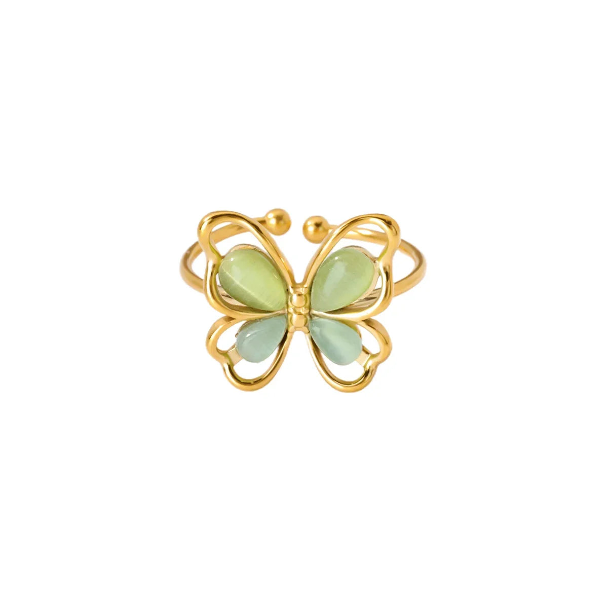 Popular Butterfly Rings For Women Gold Color Stainless Steel Geometric Opening Finger Ring Aesthetic Wedding Christmas Jewelry