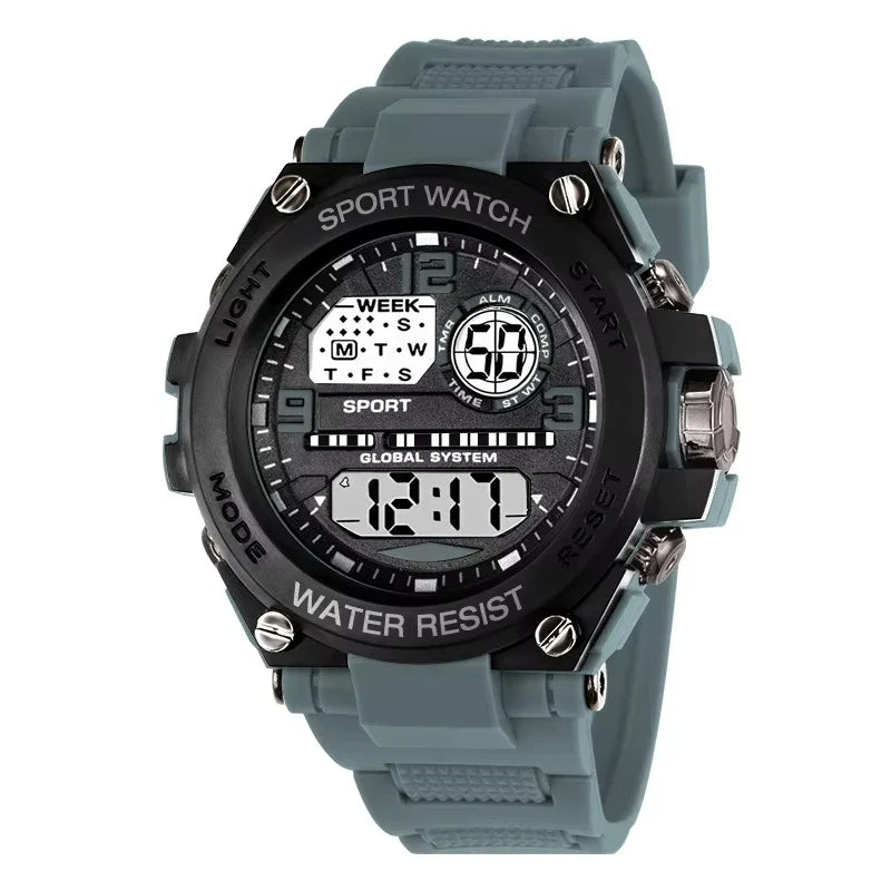 Unisex Outdoor Sports Digital Watch Big Dial LED Alarm 1237 Sport Watch for Men And Women