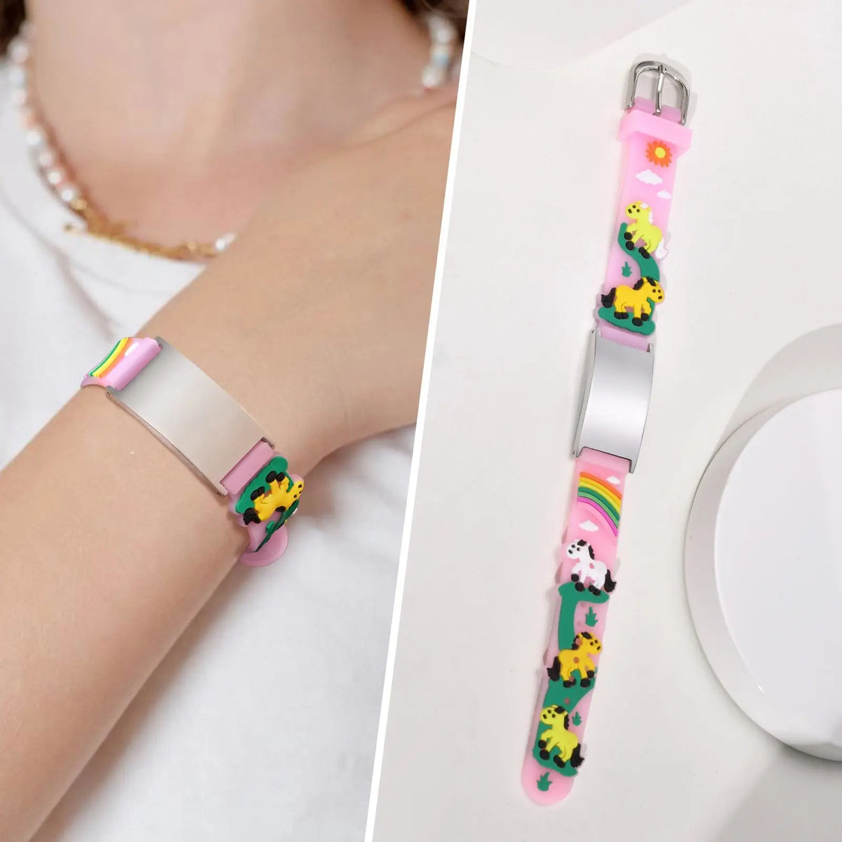 Customzied Personalized ID Bracelet for Little Girls Boys, Silicone Bracelet Adjustable, Engrave Quotes Inspirational Gift