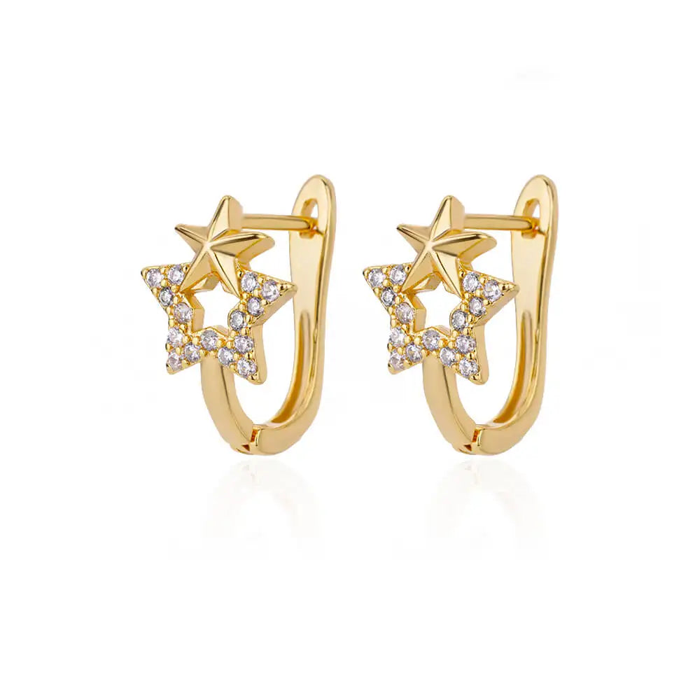 Zircon Star Pendientes Earrings for Women Girl Stainless Steel Gold Color Earring Y2k Wedding Aesthetic Jewelry aretes mujer