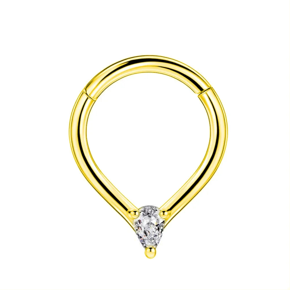Flowers Nose Ring Septum 100% 316L Surgical Steel Zircon Clicker Daith Piercing Ear Cartilage Helix Hoop Flowers Water Drops