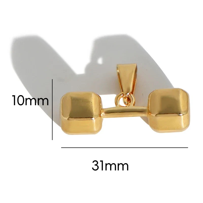 18k Gold Plated 316l Stainless Steel Vintage Pyramid Pharaoh Pistol Barbell Pendant Charm - Unisex Trendy Jewelry