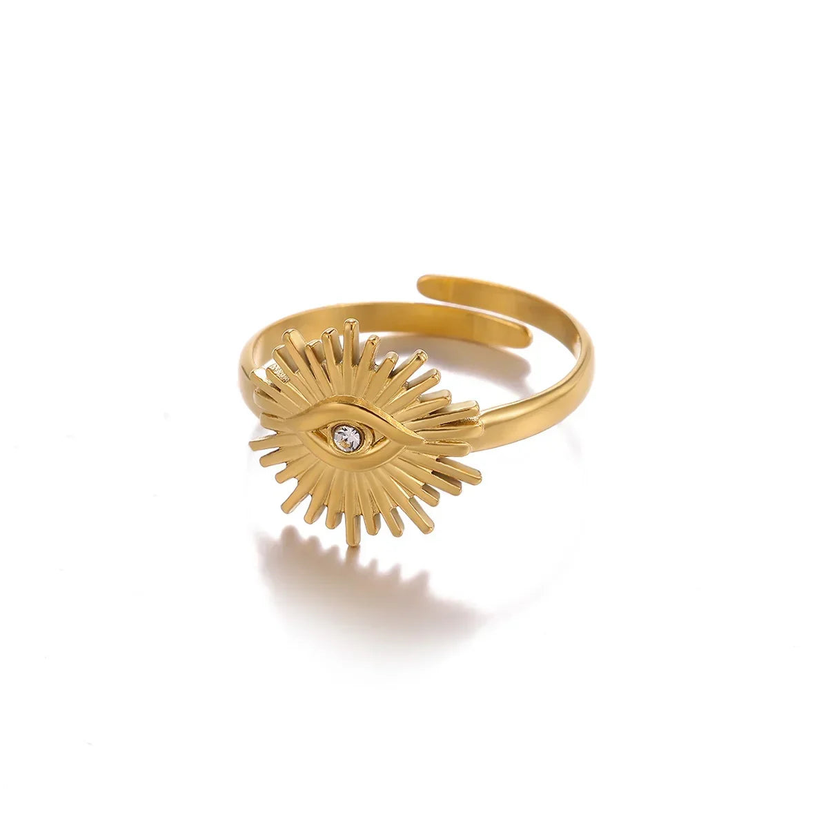 Stainless Steel Tiny Zircon Rings For Women Exquisite Gold Color Sun Double-Layer Ring Punk Hip-Hop Accessory Bague Jewelry Gift