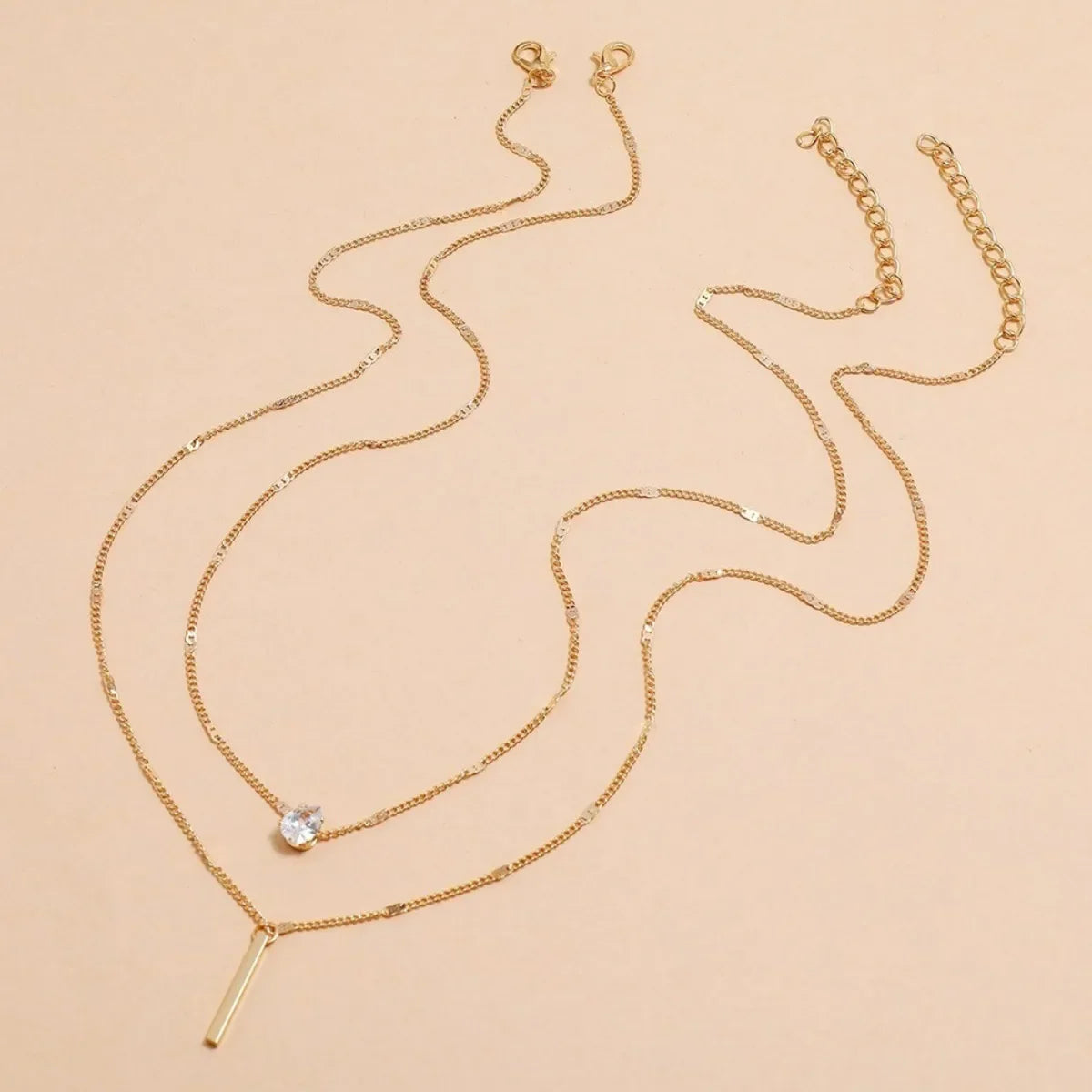 Multi-layer Five-pointed Star Heart Shape Water Drop Pendant Chain Necklace Alloy Material Glass Collarbone Chain Sexy Women New