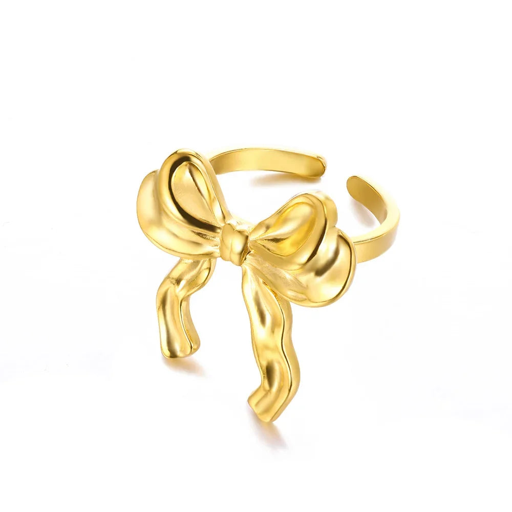Stainless Steel Exaggerated Big Flower Rings For Women Gold Color Sunflower Finger Ring Female Fashion Aesthetic Jewelry Gift