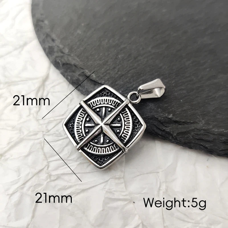 Nautical Compass Pendant Necklace - Waterproof Punk Retro Compass Pendant  | 18K Gold Plated Stainless Steel Jewelry Gift