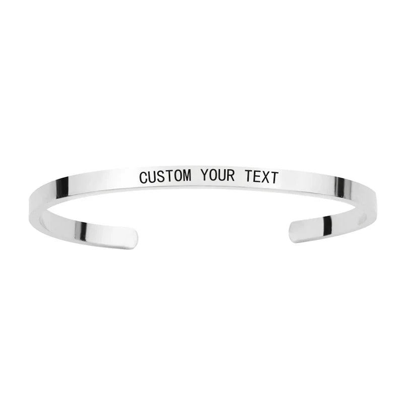 1PC Personalized Engraved Name Stainless Steel Bracelet Custom Words Letters Bracelet Cuff Bangle for Women Men