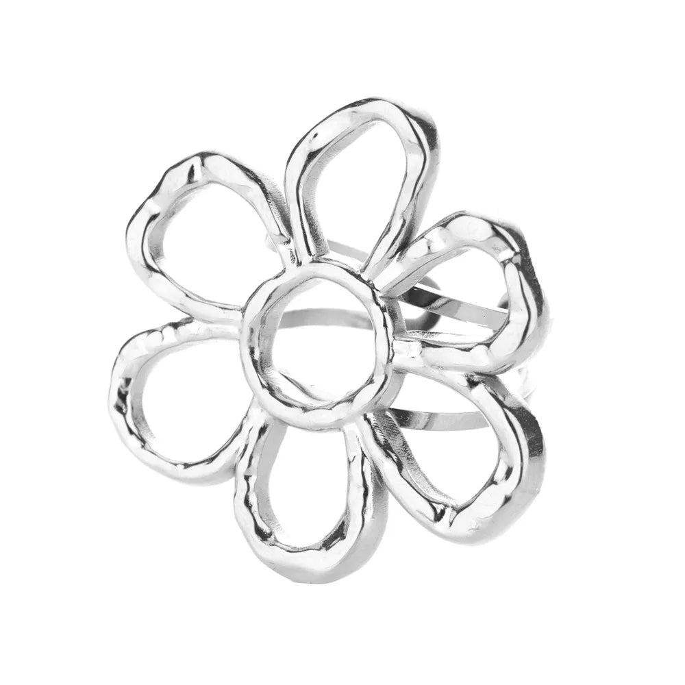 Stainless Steel Exaggerated Big Flower Rings For Women Gold Color Sunflower Finger Ring Female Fashion Aesthetic Jewelry Gift