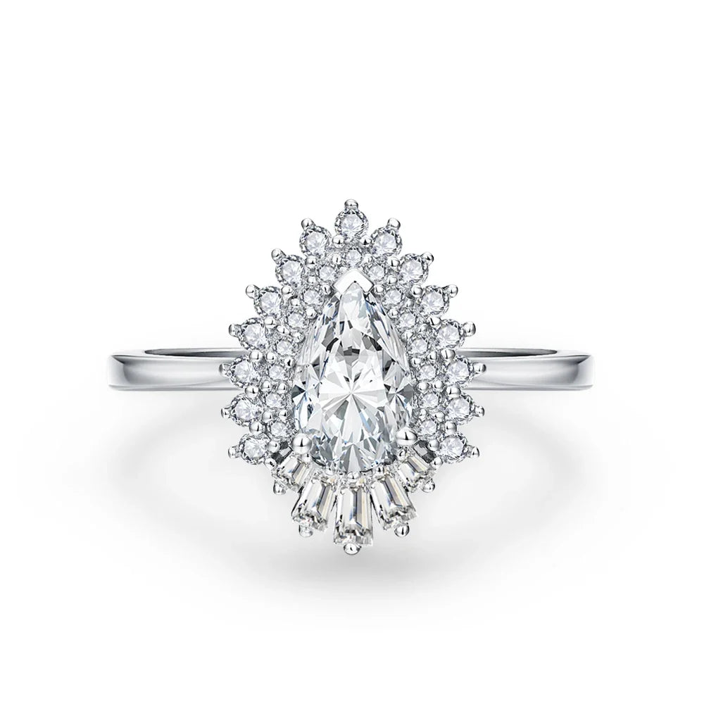 MINTYBOX Pear Shape S925 Silver D VVS1 Moissanite Diamond Rings For Women 18K GOLD Plated Engagement Fine Jewelry Certificated