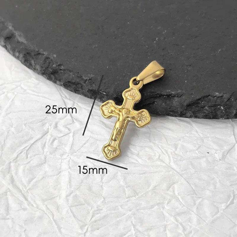 Tarnish Free Pendant Angel Cross Heart Diy Stainless Steel Gold Plated Vintage Charm for Women Necklace Jewelry Making
