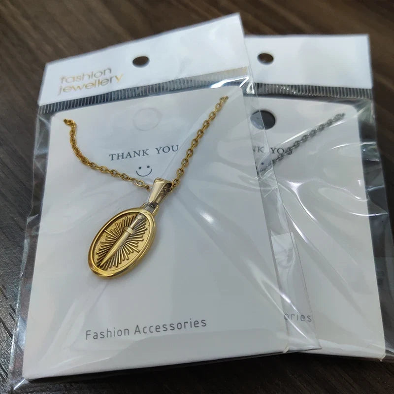 Fashion Punk 18K Gold PVD Plated Jewelry Sword Pendant Necklace Charms Necklace For Men Women Trendy Link Chain Jewelry