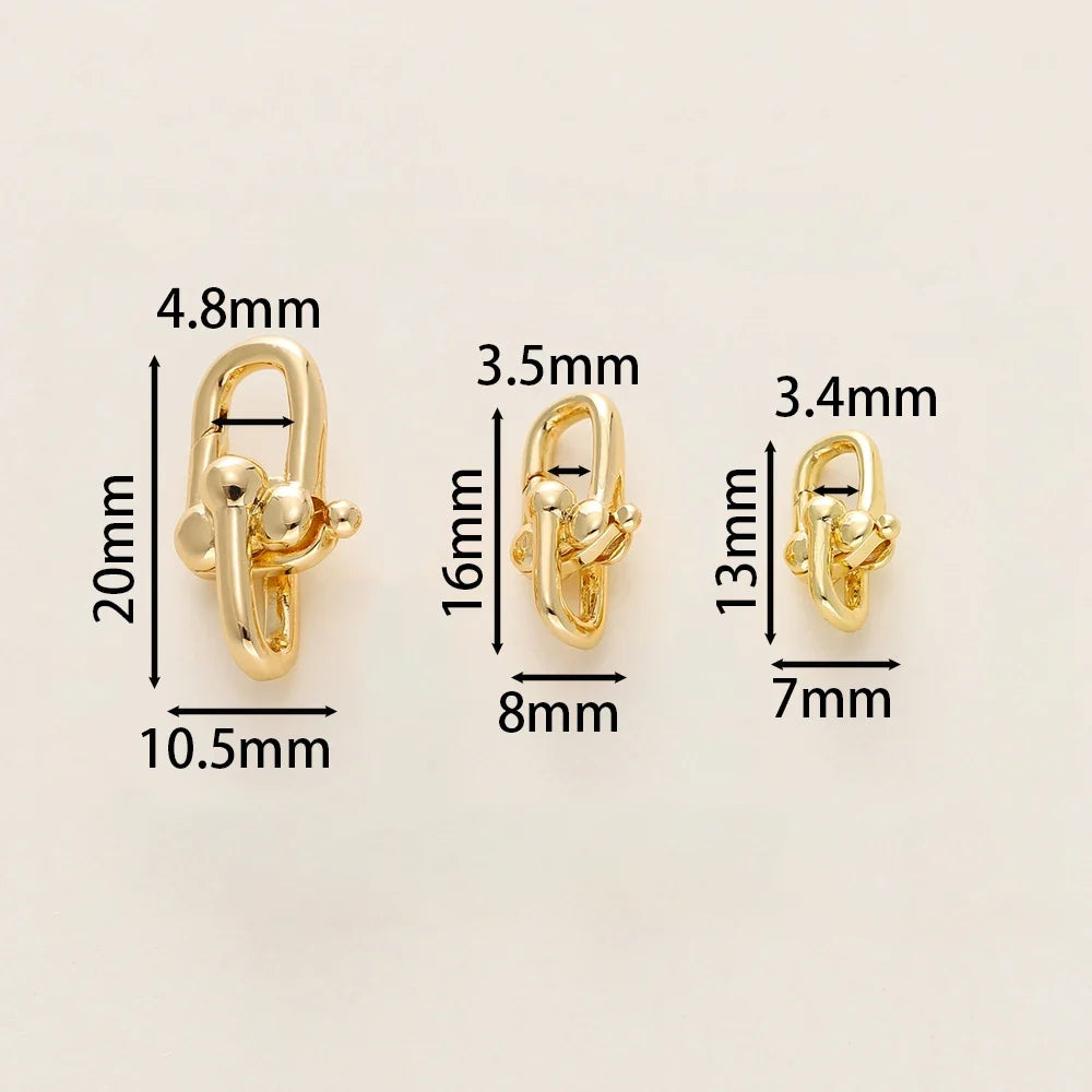 2Pcs/Pack 14/18K Gold Plated Spring Clasps Brass U Shape Lobster Clasp Connector for DIY Jewelry Bracelet Making Accessories