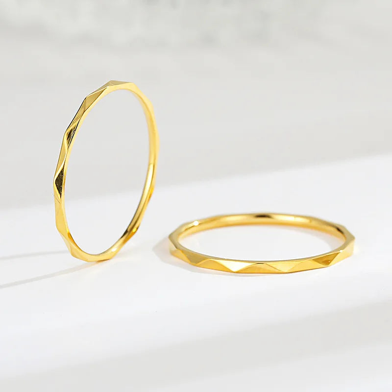 1mm Thin Stackable Ring Stainless Steel V Faceted Knuckle Midi Ring for Women Girl Size 3-10