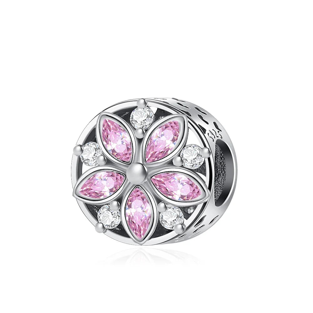 2026 Spring Pink Series Ballon Butterfly Flower Pendant Fit S925 European 925 Sterling Silver Bracelet Bangles Necklace