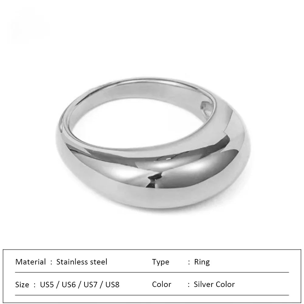 Simple Stainless Steel Women's Ring Glossy Curved Gold Color French Punk Party Ornaments for Woman Wholesale Dropshipping