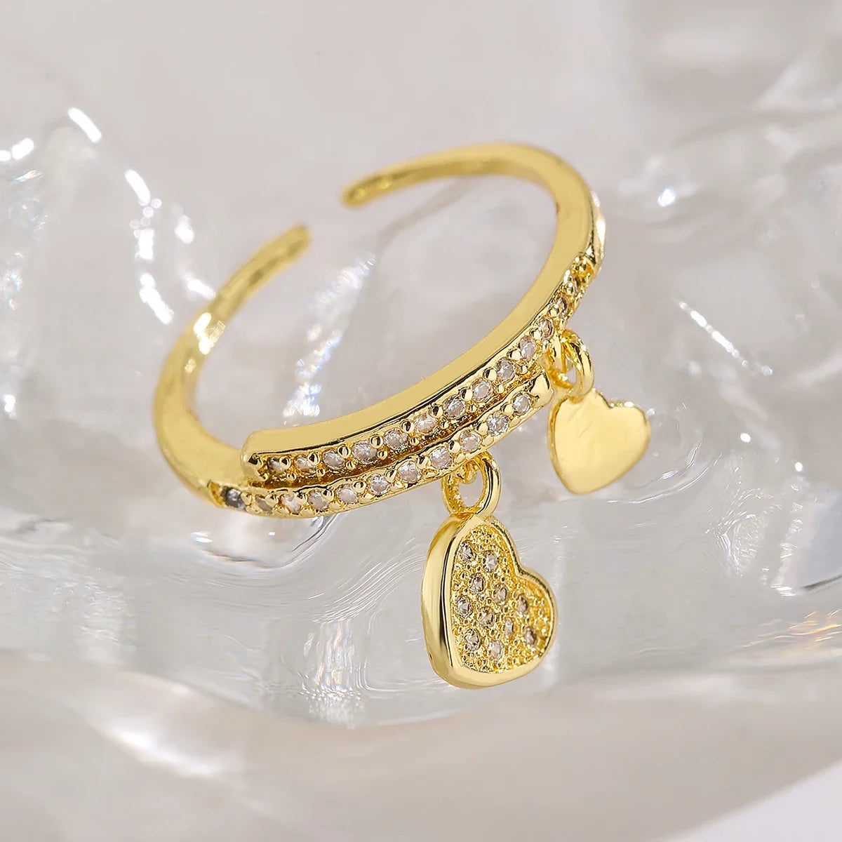 NEWBUY Fashion Gold Color Copper Wedding Jewelry Luxury AAA CZ Zircon Lock & Key Charm Finger Ring Adjustable For Women Girl