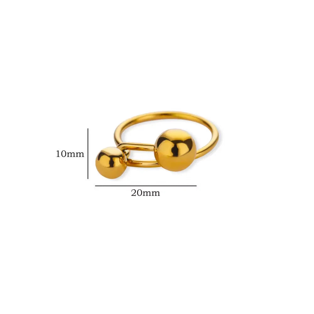 Stainless Steel Double Ball Adjustable Ring For Women Unisex Gold Color Trendy Finger Rings Decompression Jewelry Gifts Anillos