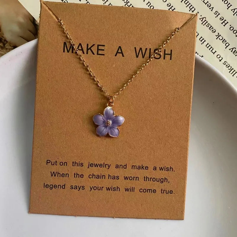 Korean Fashion Choker Necklace for Women Girl Colorful Flower Design Pendant Necklace Cute Romantic Neck Jewelry Wholesale