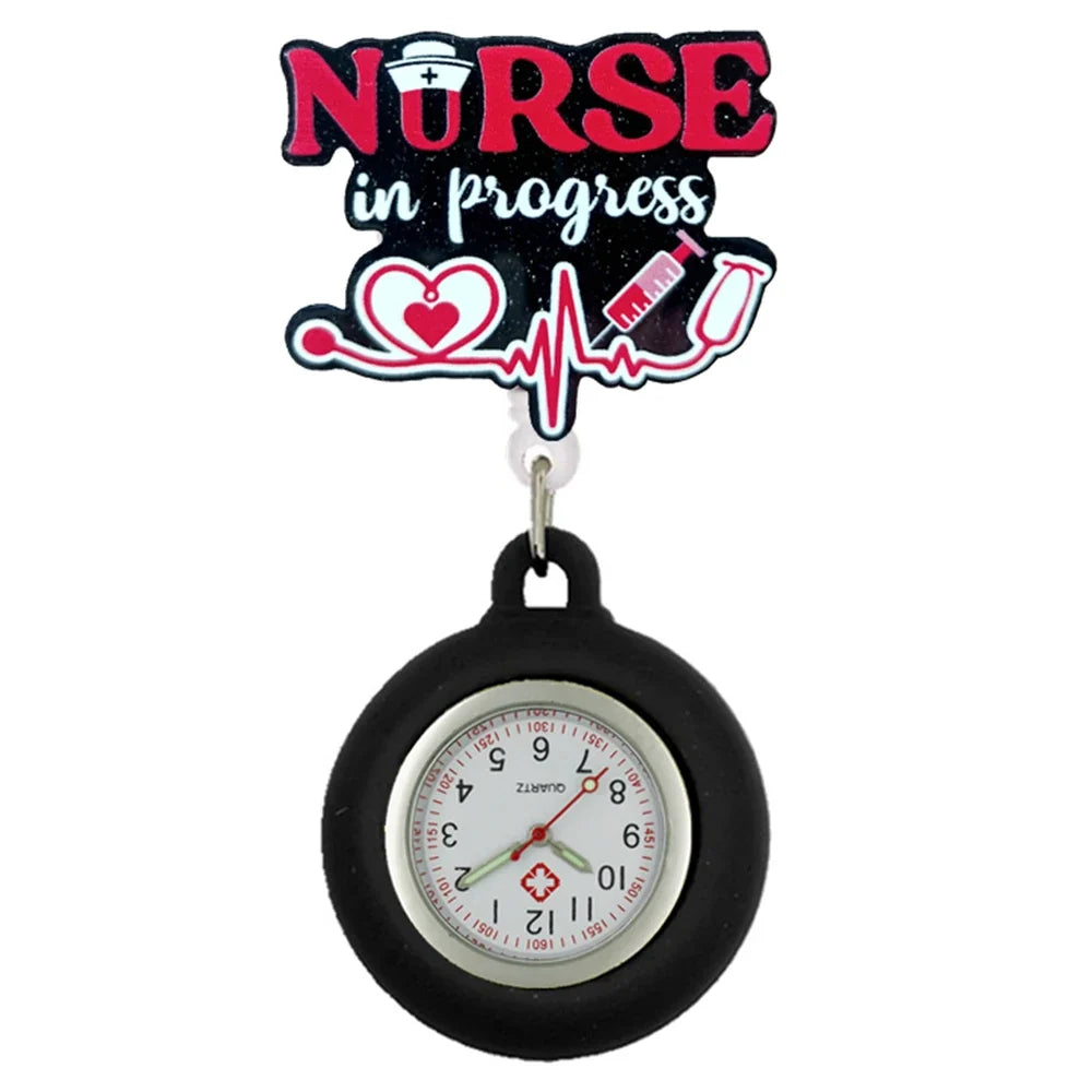 Hospital Health Care Shiny Heart Medical Icons Cartoon Lovely Nurse Doctor Clip Pocket Watches Hang Clock Gift Watch