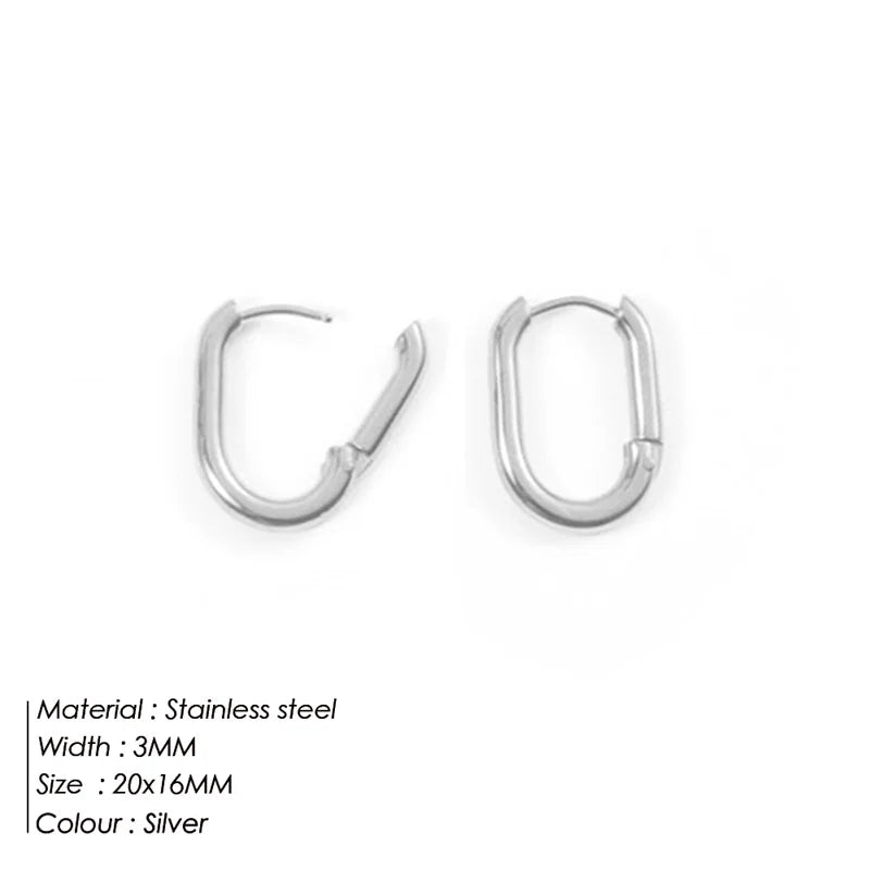 Stainless Steel Prevent Allergy Stud Earrings France Fashion Vintage Handmade U-Shape Circle Bride Jewelry Gifts