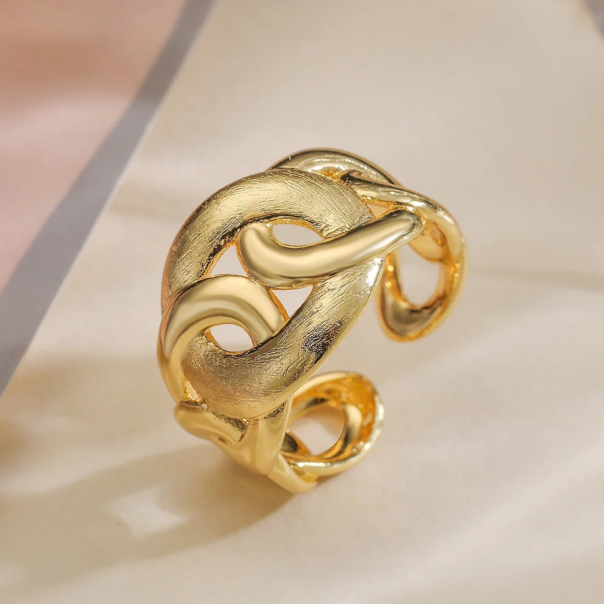 NEWBUY Trendy Gold Color Copper Geometric Jewelry Luxury AAA Cubic Zirconia Wedding Ring For Elegant Women Engagement Gift