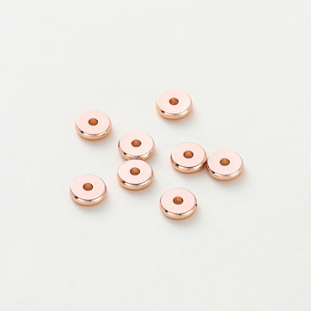 10-50pcs 14K/18K Gold Color Plated Brass 3-12mm Round Spacer Beads Flat Bracelet Beads for DIY Jewelry Findings Accessories