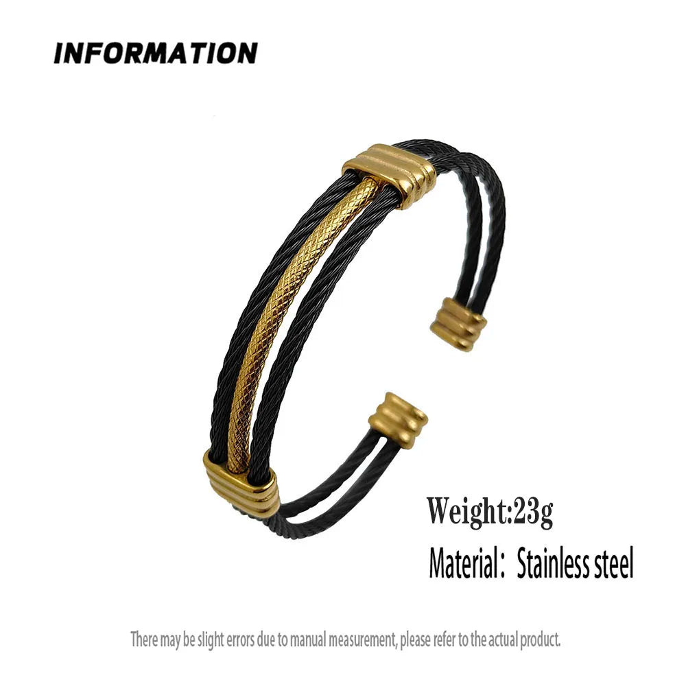 New three-layer steel wire mesh gold-plated stainless steel bracelet 18K, high quality waterproof couple bracelet, wife gift
