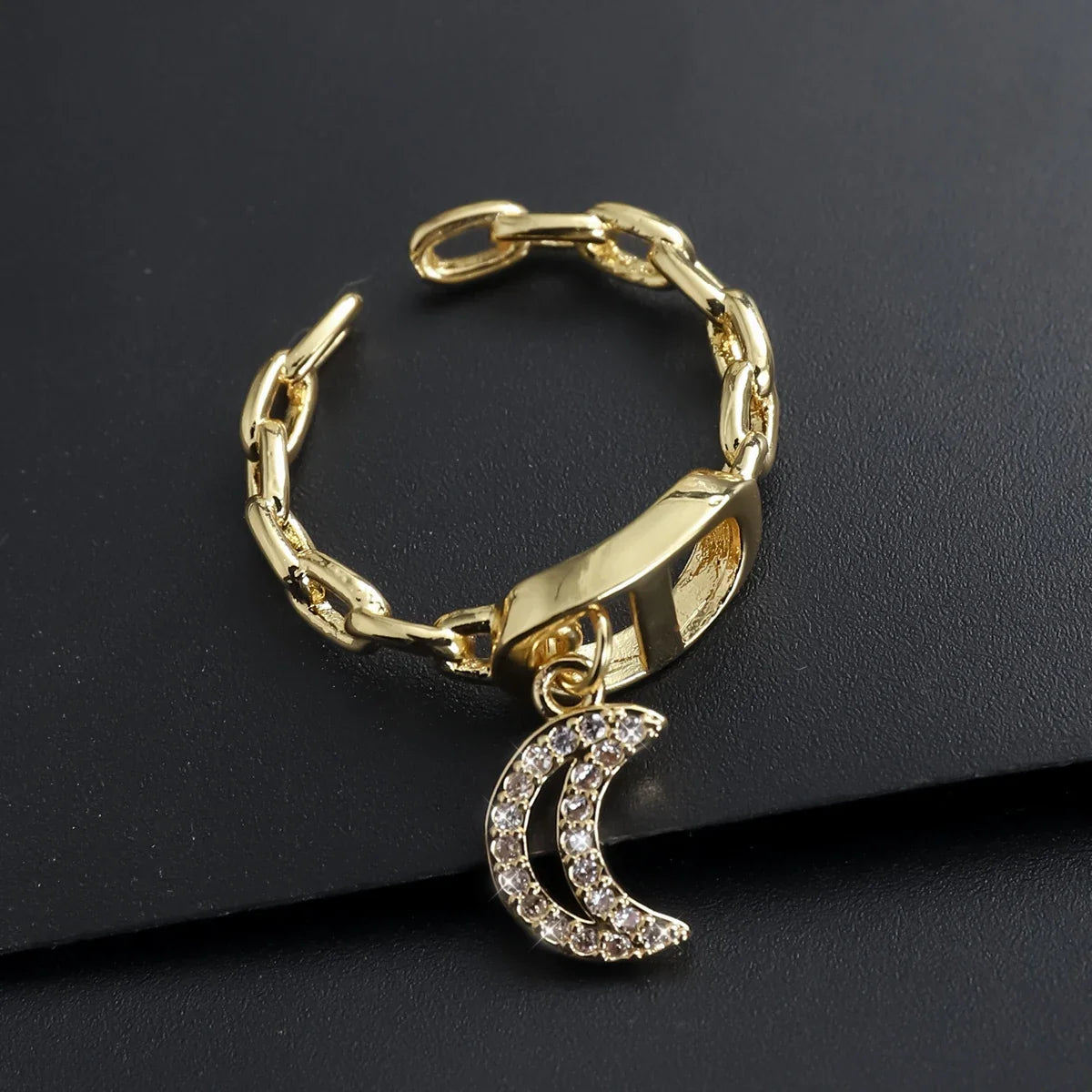 Cross Diamond Letter Ring Niche Design Pendant Trendy Daily Versatile Women's Ring New Open Adjustable Ring