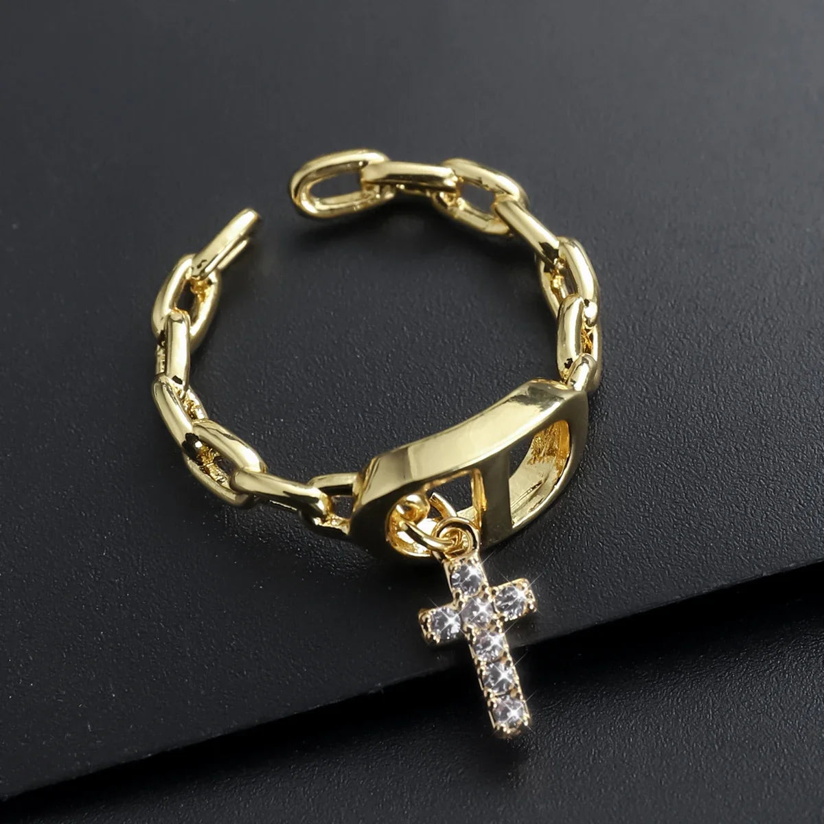 Star Diamond Letter Cd Ring Niche Design Pendant Trendyy Daily Versatile Women's Ring New Open Adjustable Ring