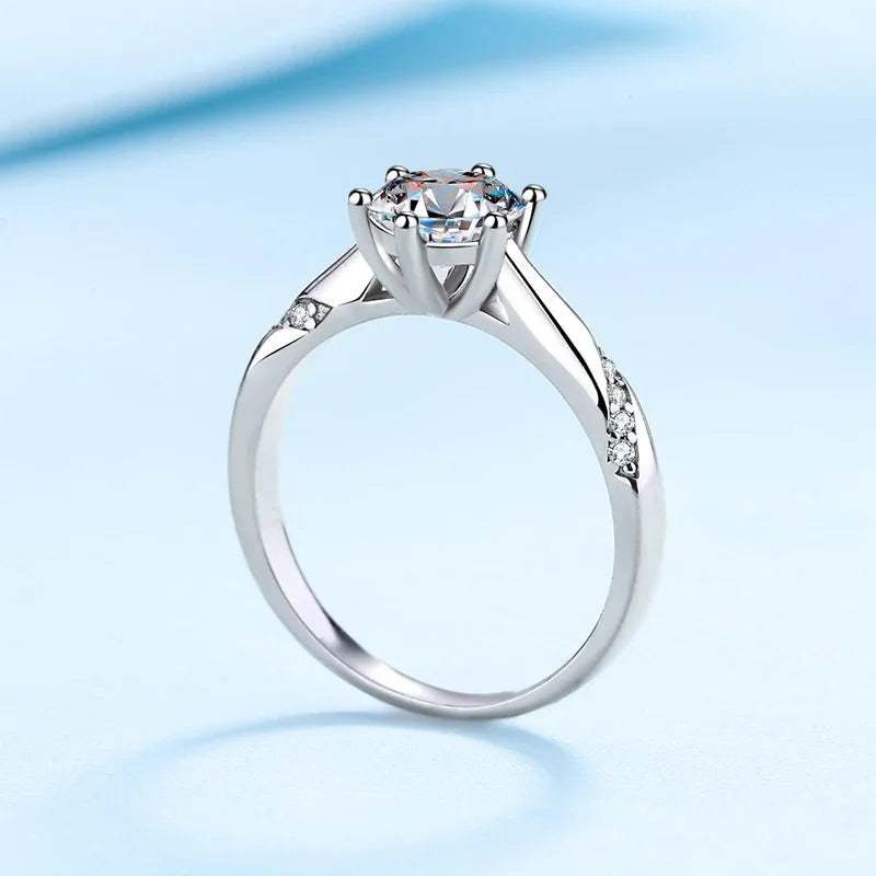 NeeTim 1ct - 3ct Moissanite Ring 925 Sterling Silver with Gold Plated Diamond Engagement Wedding Band Fine Jewelry For Women
