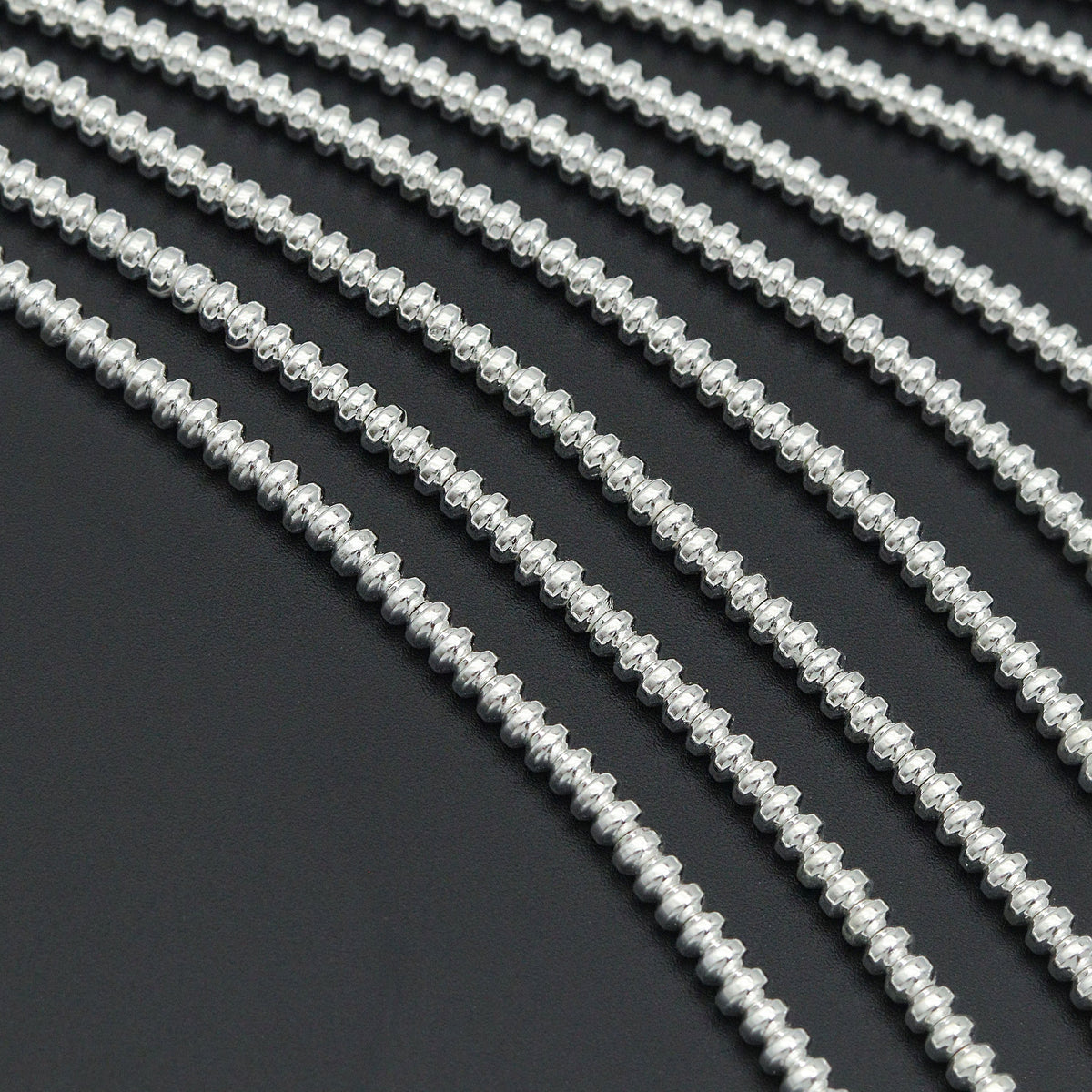 Bright Silver Hematite-1x2/2x3/2x4/3x6/3x8/6x10mm Rondelle Smooth /Faceted , SKU#S3