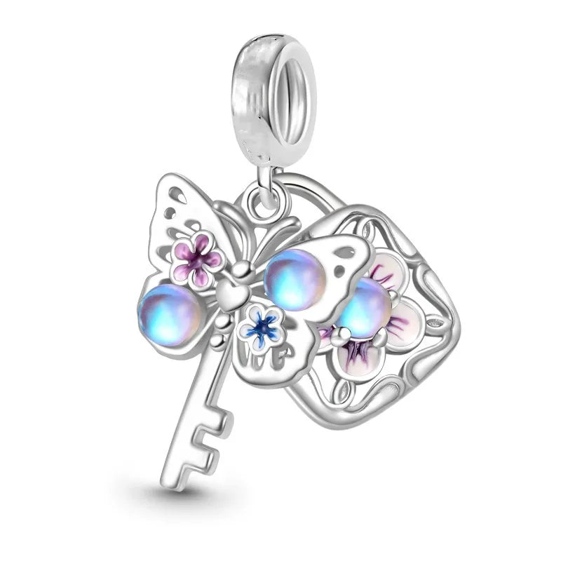 2026 925 Silver Flower, Butterfly, Highland Cow, Motorcycle Pendant Fit European Original Bracelet DIY Jewelry Exquisite Jewelry
