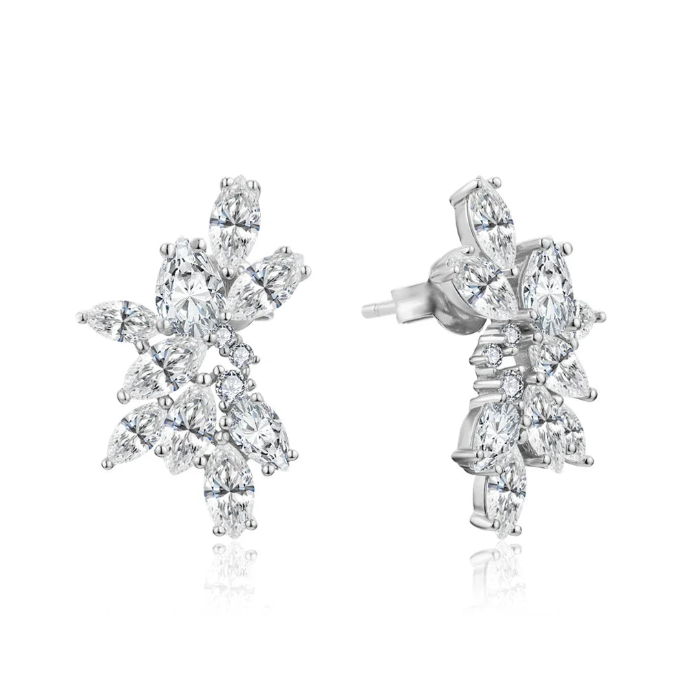 MINTYBOX Moissanite Diamond Cluster Stud Earrings Solid S925 Sliver 18k Gold Plated for Women Wedding Engagement Luxury Jewelry