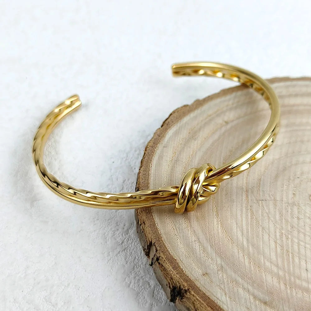 Women's Bangles Twisted Wrap Knot Bracelet Punk Stainless Steel Jewelry for Men Women Wrist Cuff Bracelets Bangle Accessories
