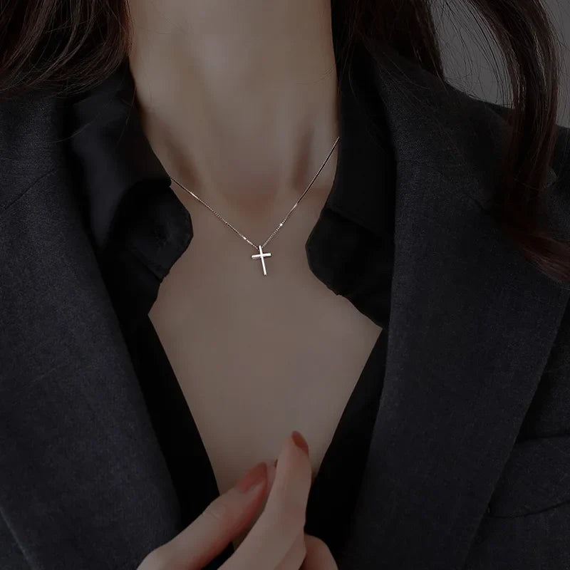 925 Sterling Silver Cross Pendants Female Necklaces Women Luxury Quality Jewelry Exquisite Elegant Charms Accessories Argent 925