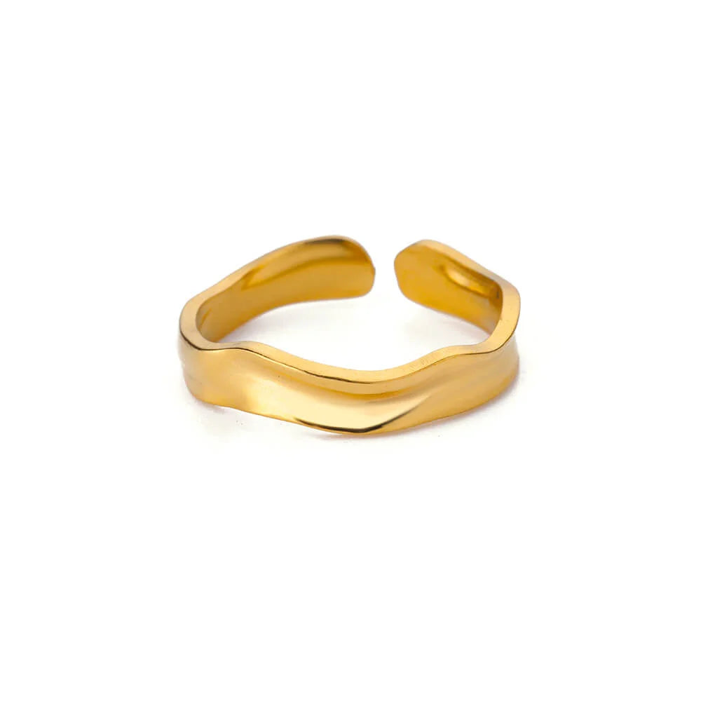 Stainless Steel Zircon Geometric Rings For Women Luxury Evil Eye Gold Color Adjustable Trendy Wedding Aesthetic Jewerly Gift