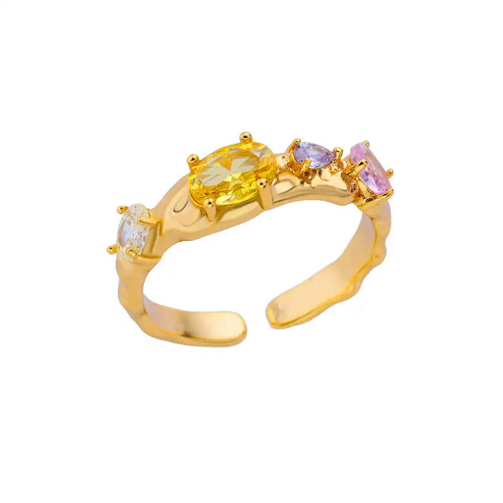 Luxury Zircon Heart Rings For Women Gold Color Open Stainless Steel Crystal Geometry Finger Ring Jewelry Wedding Gift anillos