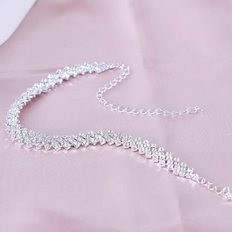 Chic Fresh Diamond-shaped Rhinestone Anklet Simple Diamond Cross Foot Decoration European and American Fashion Jewelry