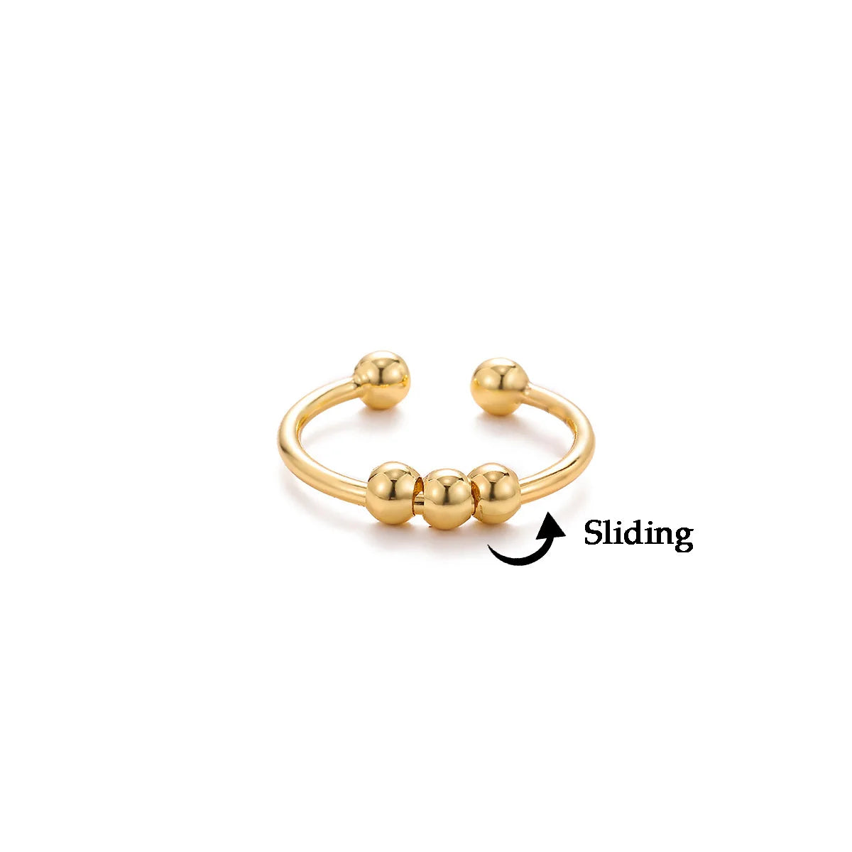 Stainless Steel Double Ball Adjustable Ring For Women Unisex Gold Color Trendy Finger Rings Decompression Jewelry Gifts Anillos