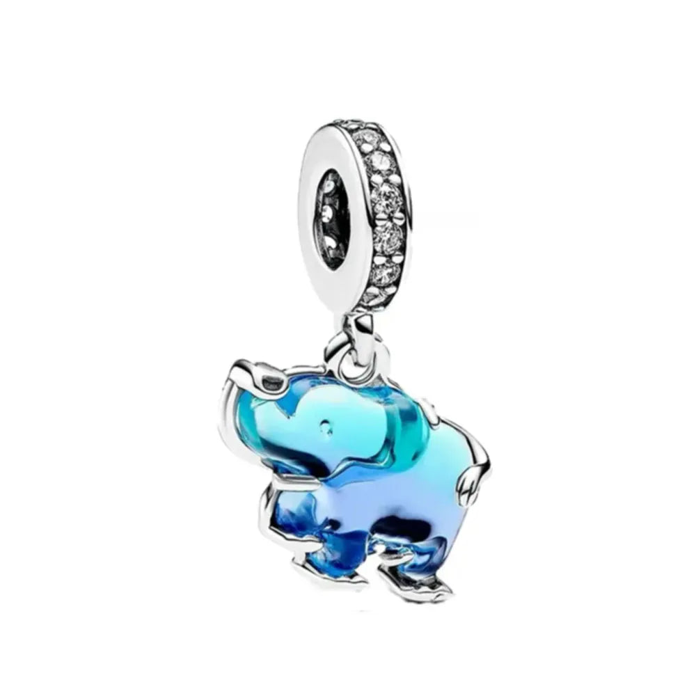 2026 New S925 Silver Hollow Elephant Monkey Car Pendant Fit Original Bracelet DIY Accessories Women's Charm Jewelry Gifts