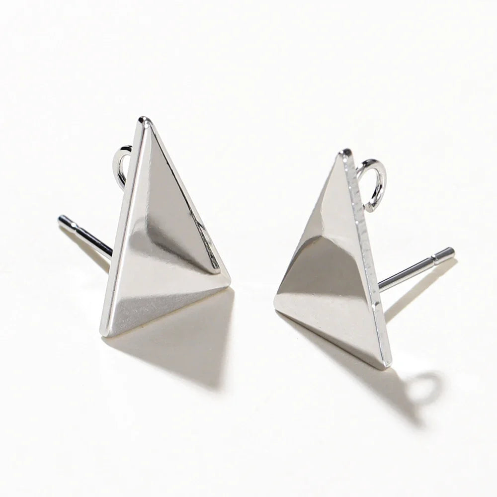 10pcs/lot 10x15MM 18K Gold Plated Brass Triangle Stud Earrings High Quality DIY For Jewelry Making Finding Earrings Accessories