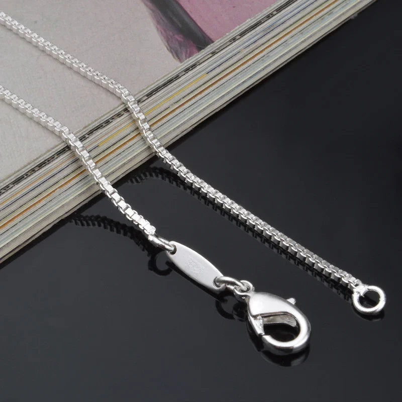 Aravant 925 Silver 2MM Box Chain Necklace Women Wedding Party Jewelry