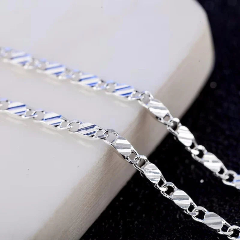 New Luxury 925 Sterling Silver Special 2MM Flat Clavicle Chains Necklaces for Men Women Wedding Jewelry Christmas Gifts 40-75cm