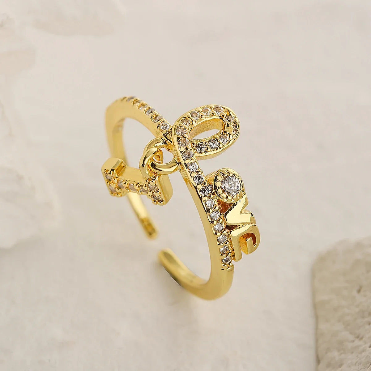 NEWBUY Fashion Gold Color Copper Wedding Jewelry Luxury AAA CZ Zircon Lock & Key Charm Finger Ring Adjustable For Women Girl