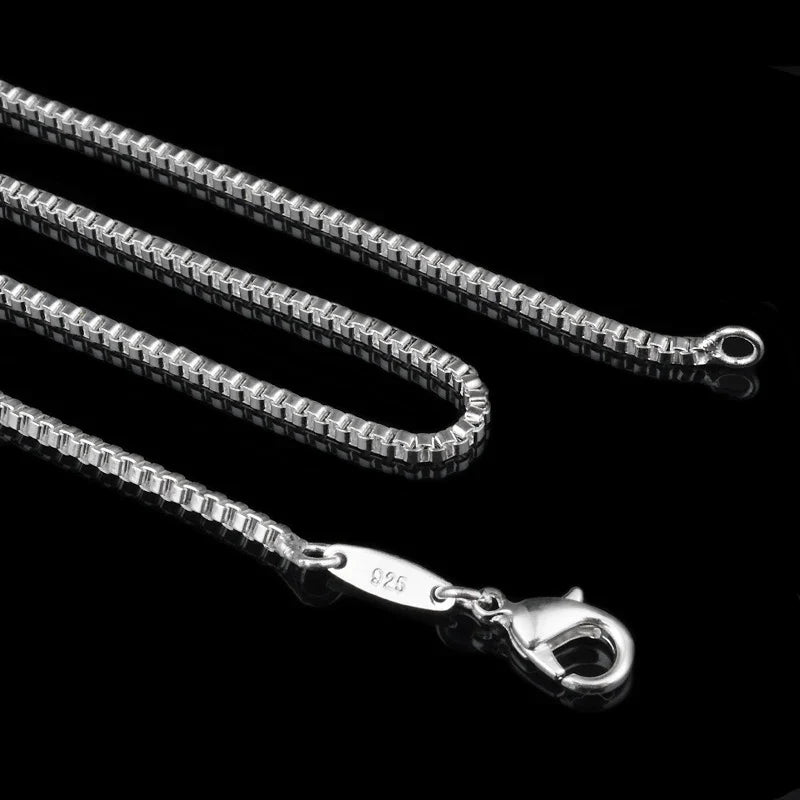 Aravant 925 Silver 2MM Box Chain Necklace Women Wedding Party Jewelry
